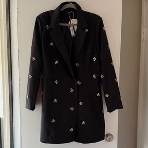 Boohoo Embellished Black Blazer Dress